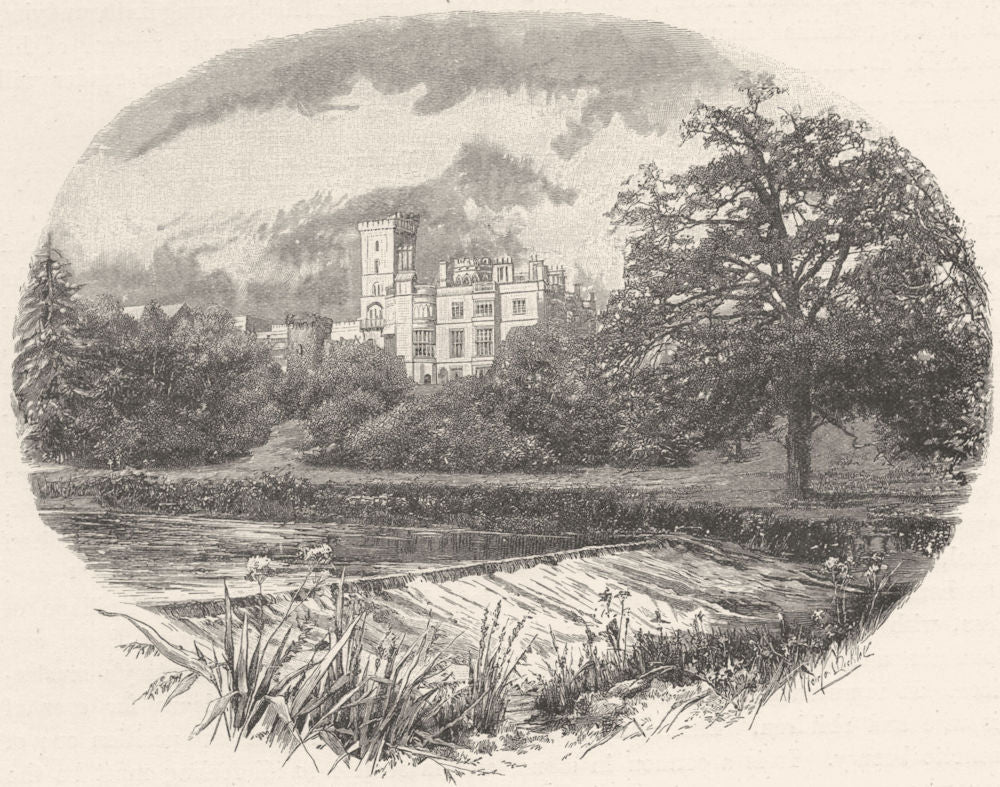 STAFFORDSHIRE. Ilam Hall 1901 old antique vintage print picture